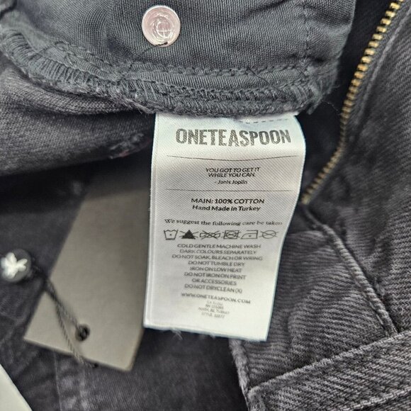 New One Teaspoon High Waist Bandits Shorts Womens 24 Black Denim Cutoffs - Picture 5 of 6